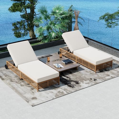Sleek Outdoor Patio Chaise Lounge Set of 2 with 5-Position Adjustable Backrest